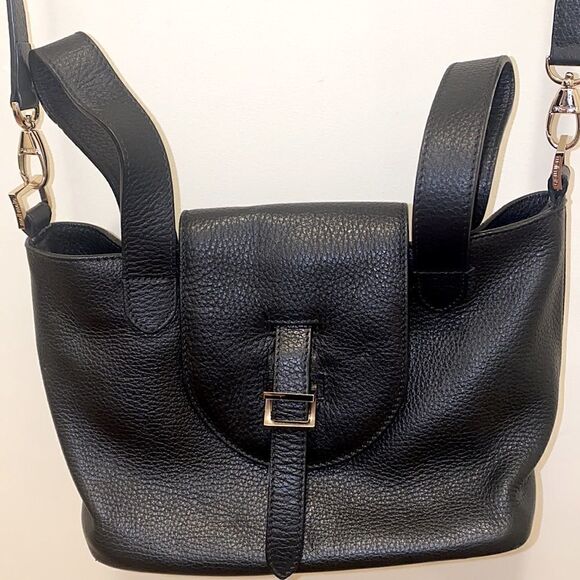 Meli Melo Thela Mini Black Crossbody Bag Purse Handbag Pebbled Leather - Picture 9 of 13
